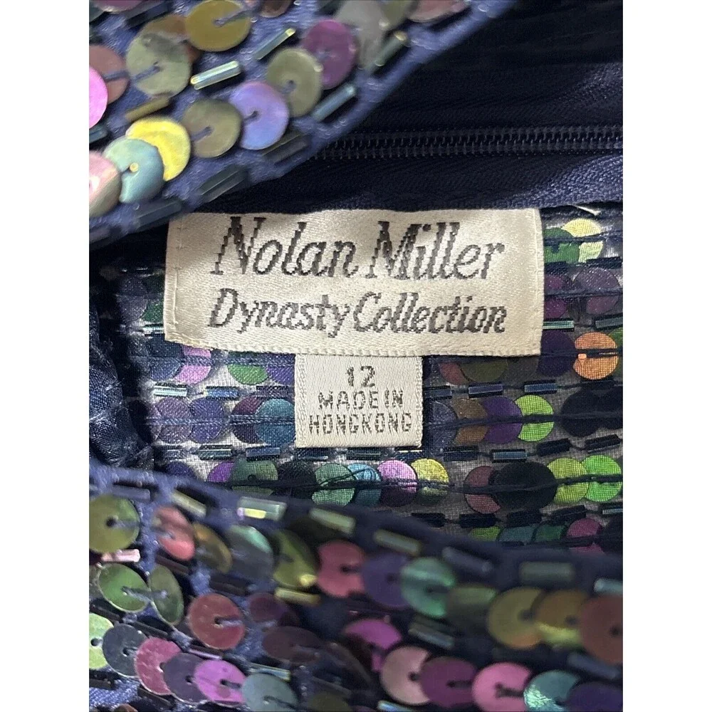 Beautiful!!  VTG Nolan Miller Dynasty Collection Dress/ Sequins/ Size 12 - Picture 11 of 13